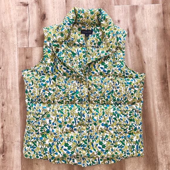 Lands End, Down Filled, Puffer Vest, Floral Jacket, Sz Med, Excellent Condition - Picture 4 of 11